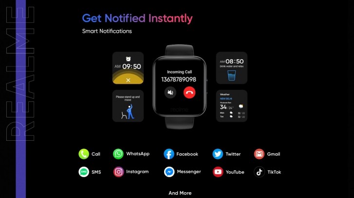 تم الكشف عن تصميم Realme Watch وميزاته: شاشة ملونة تعمل باللمس ، وأشرطة ملونة ، ومراقبة معدل ضربات القلب