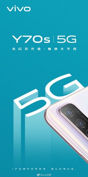 فيفو Y70s مع دعم 5G قريبًا ، الملصق الرسمي وسطح الصور الحية
