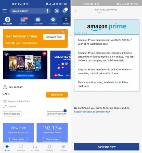 تقدم Reliance Jio عضوية Amazon Prime مجانية لمدة عام واحد لمستخدمي Jio Fiber