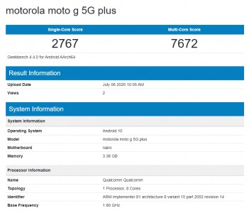 Moto G 5G Plus في Geekbench