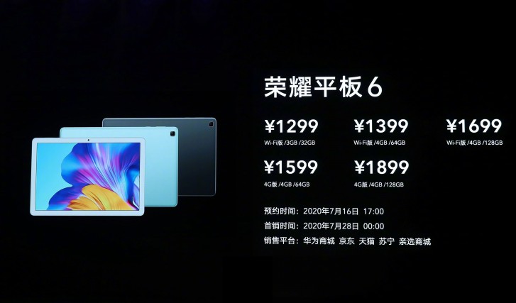 أصبح جهاز Honor Tablet 6 و X6 رسميًا في الصين
