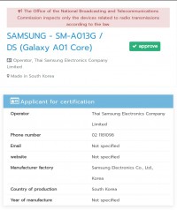 Samsung Galaxy A01 Core في NBTC