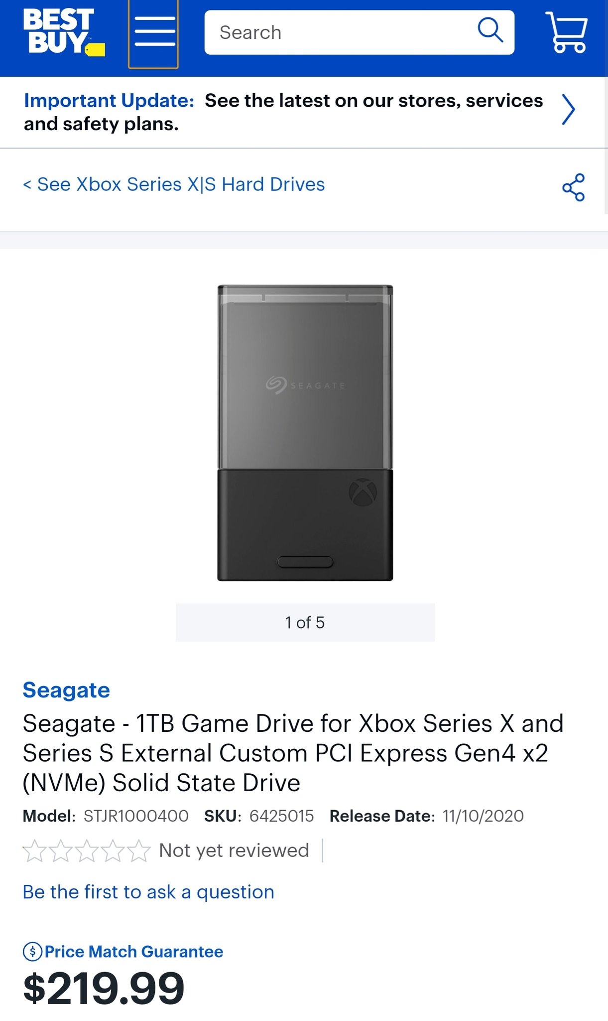 Xbox Series X|S SSD 1TB 220$