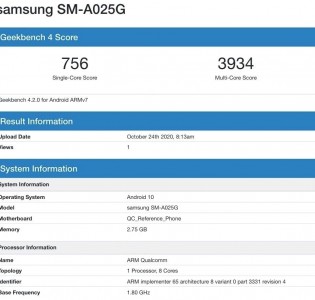 Samsung Galaxy A02s على Geekbench