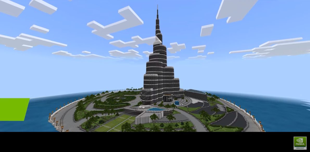استكشف برج خليفة وبرج المملكة في Minecraft RTX على Geforce RTX.