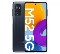 Samsung Galaxy M52 5G باللون الأسود والأبيض والأزرق