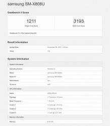 نتائج Geekbench: Samsung Galaxy Tab S8 Ultra (SM-X906N)
