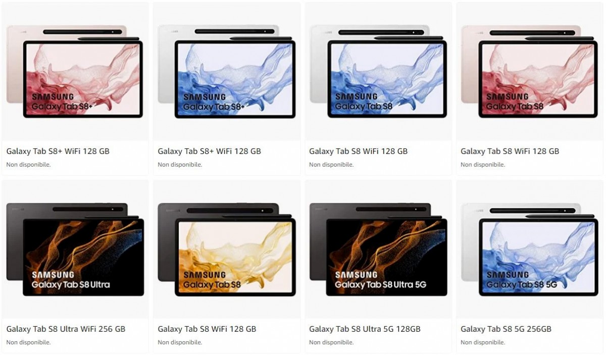 تظهر تشكيلة Galaxy Tab S8 من سامسونج لفترة وجيزة على أمازون إيطاليا لتكشف عن كل شيء