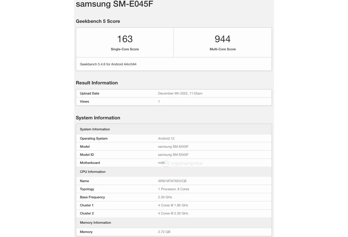 تم رصد Samsung Galaxy A54 5G و F04s على Geekbench