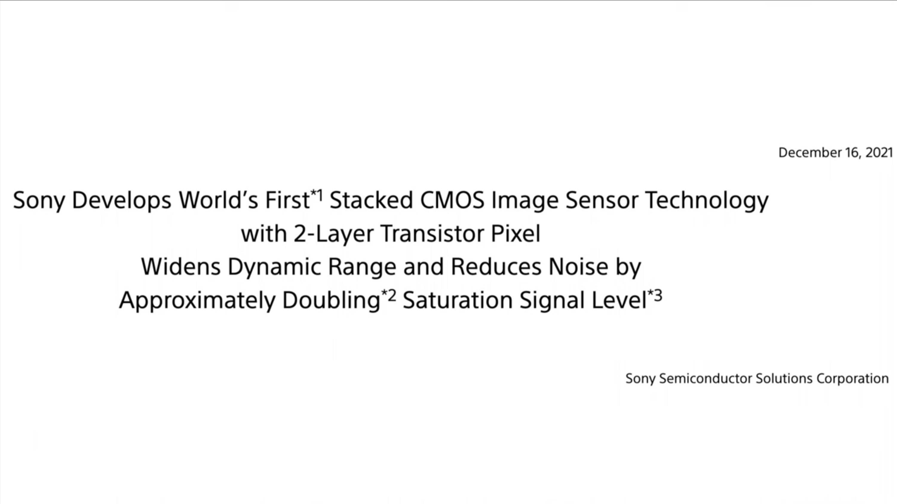 تقنية مستشعر CMOS ثنائي الطبقة من سوني