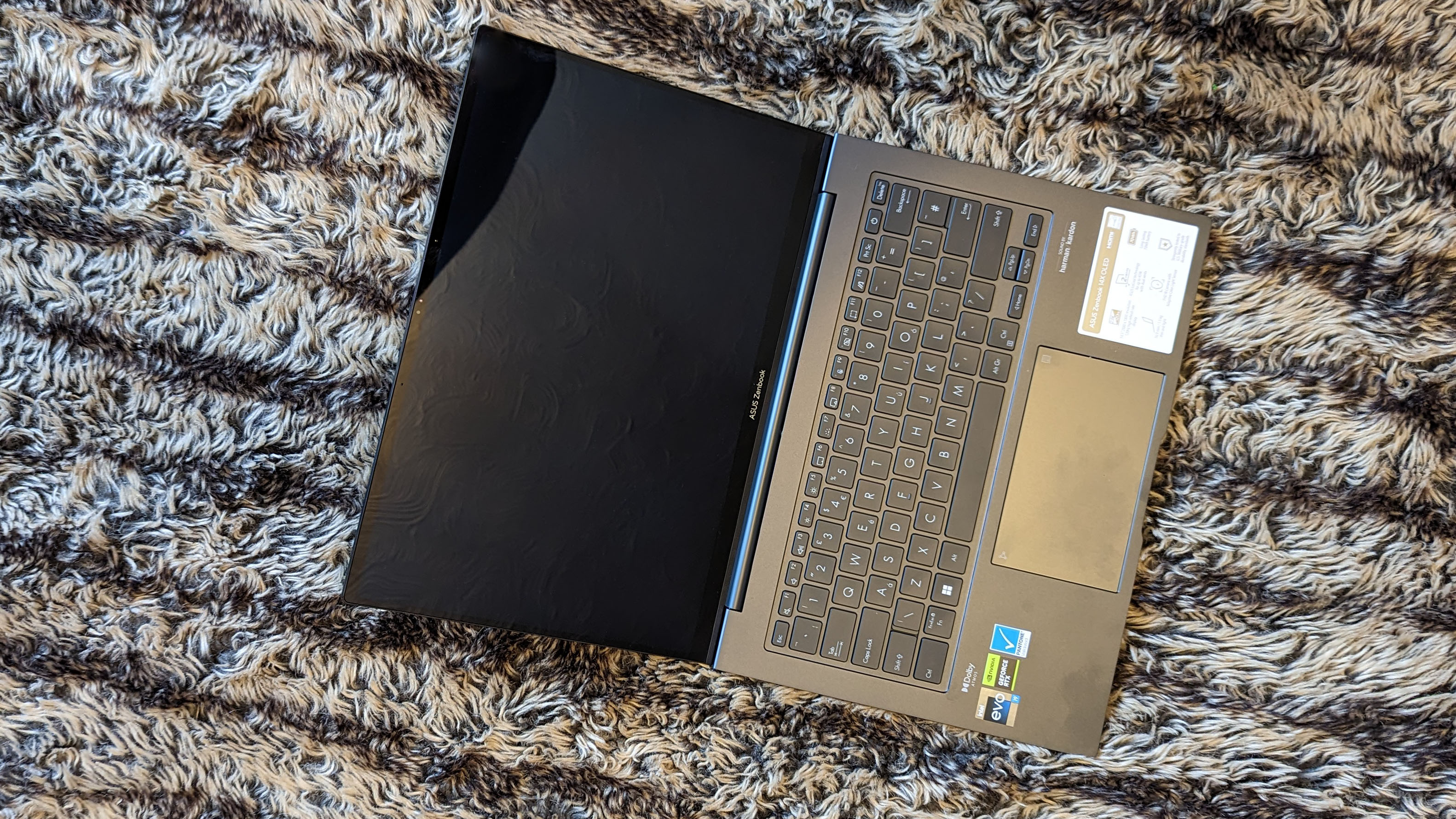 كمبيوتر محمول Asus Zenbook 14X OLED على السجادة