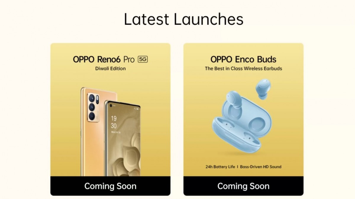 من المقرر إطلاق هاتف oppo F19s في 27 سبتمبر، وسيتوفر إصدار Reno6 Pro 5G Diwali 