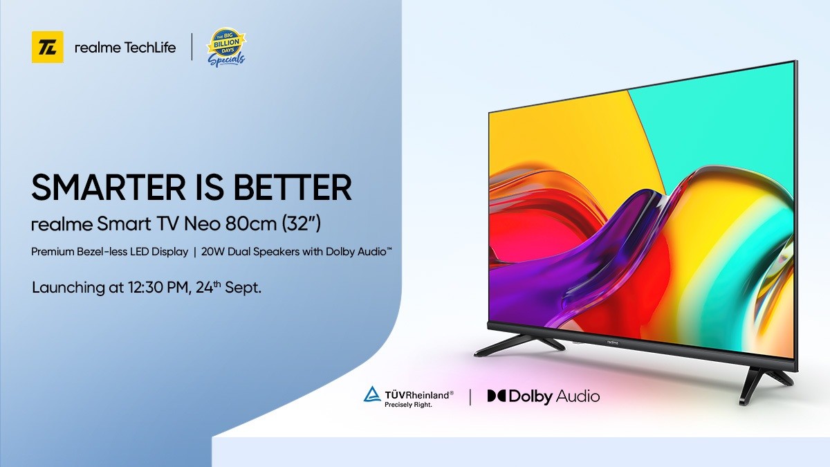 من المقرر إطلاق Realme Band 2 India في 24 سبتمبر، وسيتم إصدار سلسلة Narzo 50 وSmart TV Neo 32 بوصة
