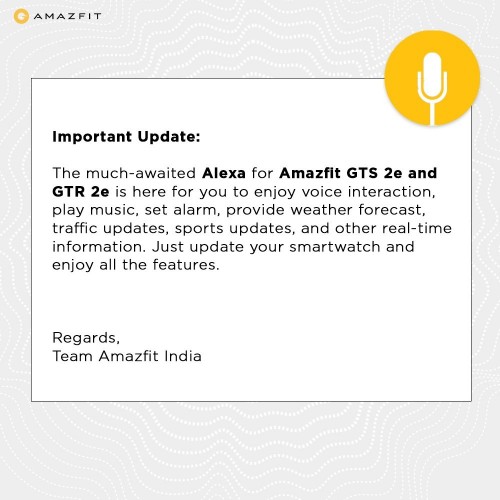 يحصل Amazfit GTR 2e وGTS 2e على دعم Alexa بالتحديث الجديد