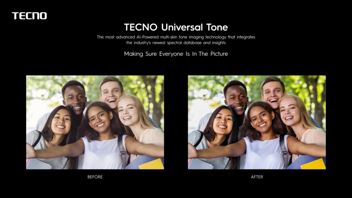 تقدم Tecno تقنية التصوير Universal Tone التي تعمل على تحسين لون البشرة في الصور