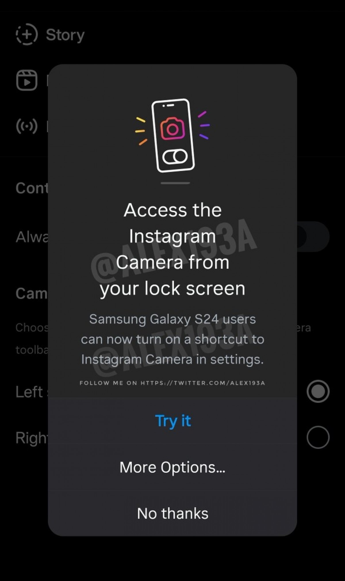 قد يتمكن مستخدمو Samsung Galaxy S24 من فتح كاميرا Instagram من شاشة القفل