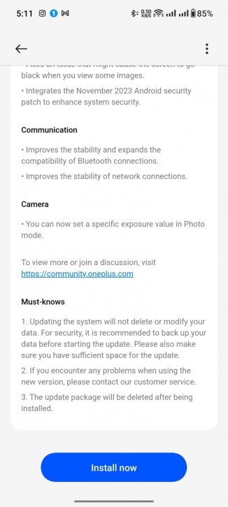سجل تغييرات تحديث OnePlus Open OxygenOS 13.2.0.201