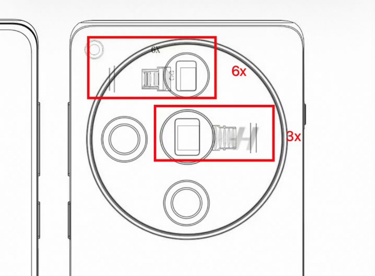 يُظهر المخطط التخطيطي لـOppo Find X7 Pro نظام كاميرا مقربة مزدوجة المنظار