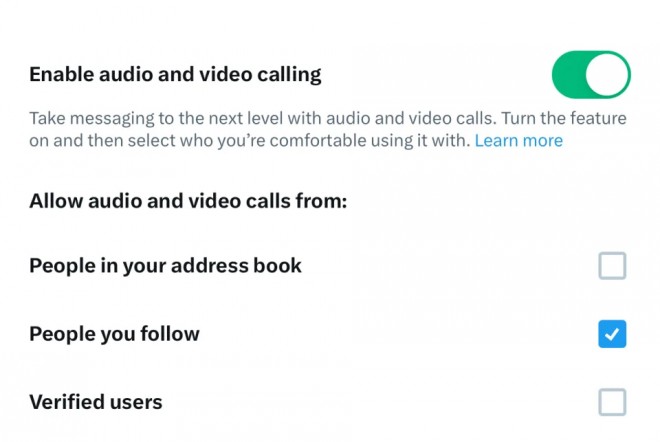 إعدادات مكالمات الصوت والفيديو على X لنظام Android