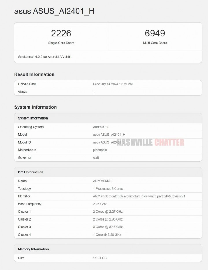 يظهر Asus Zenfone 11 Ultra المزعوم على Geekbench