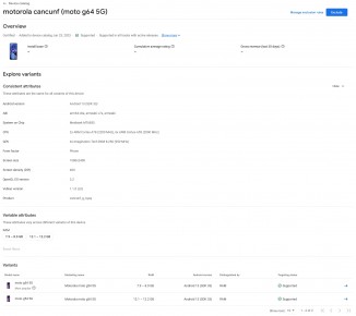 Moto G64 5G على Google Play Console