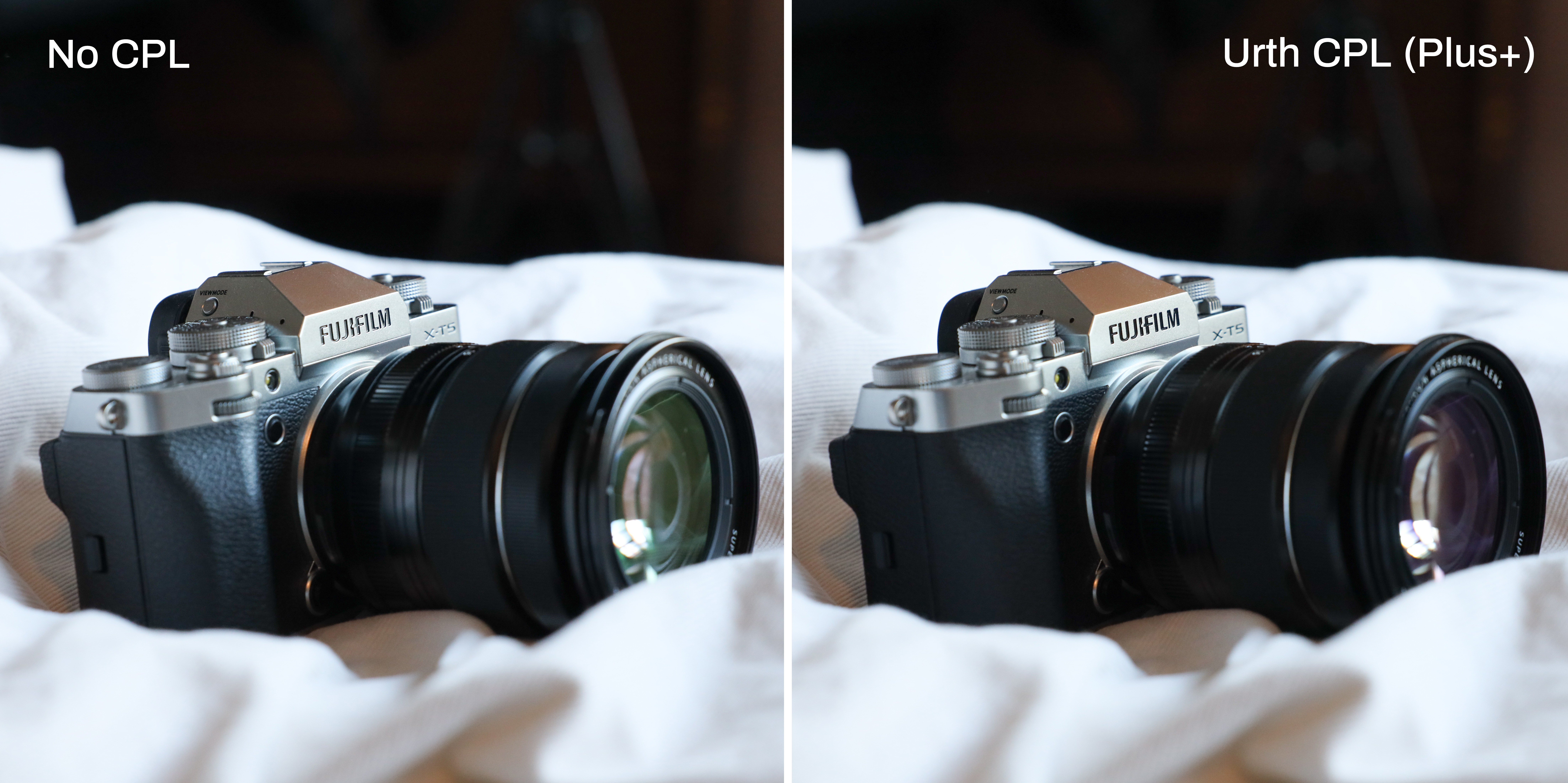 صورتان من نفس الصور لكاميرا Fujifilm X-T5 بإعدادات مختلفة